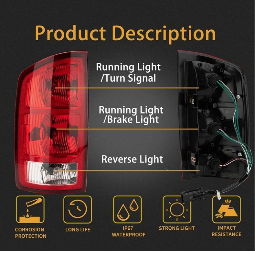 Conjunto de luz trasera compatible con Dodge Ram 