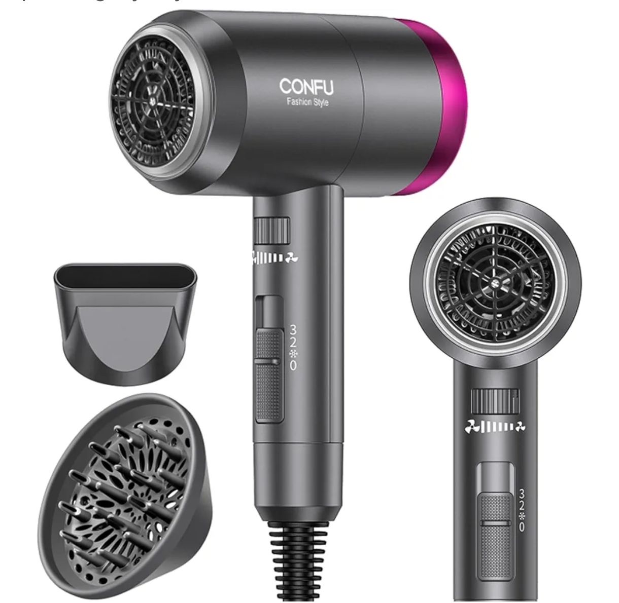 CONFU Secador De Pelo Ionico, Secador Portatil Confu De 1800 W