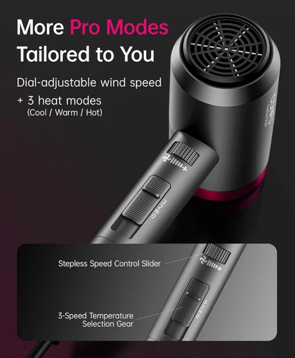 CONFU Secador De Pelo Ionico, Secador Portatil Confu De 1800 W