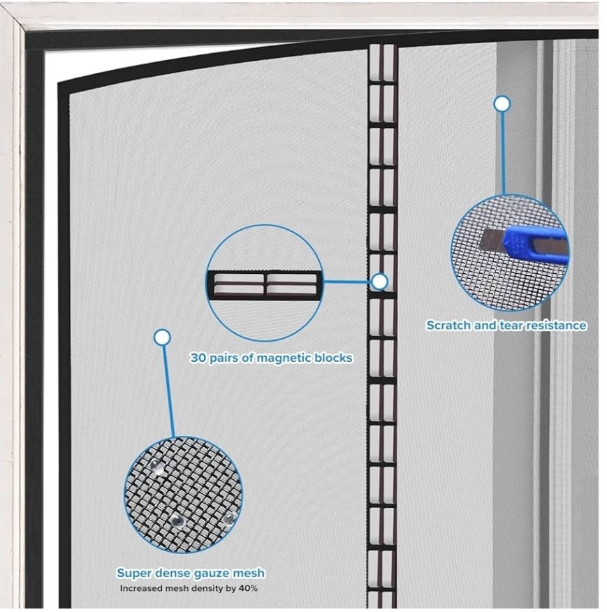 BONLACES Puerta de visualización magnética con malla