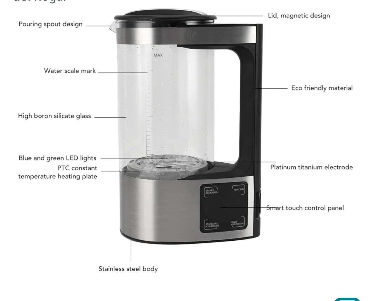 generador portátil de agua rica en hidrógeno