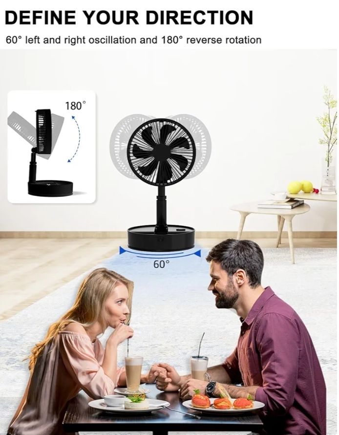 UN UNITEDTIME Ventilador plegable con control remoto,