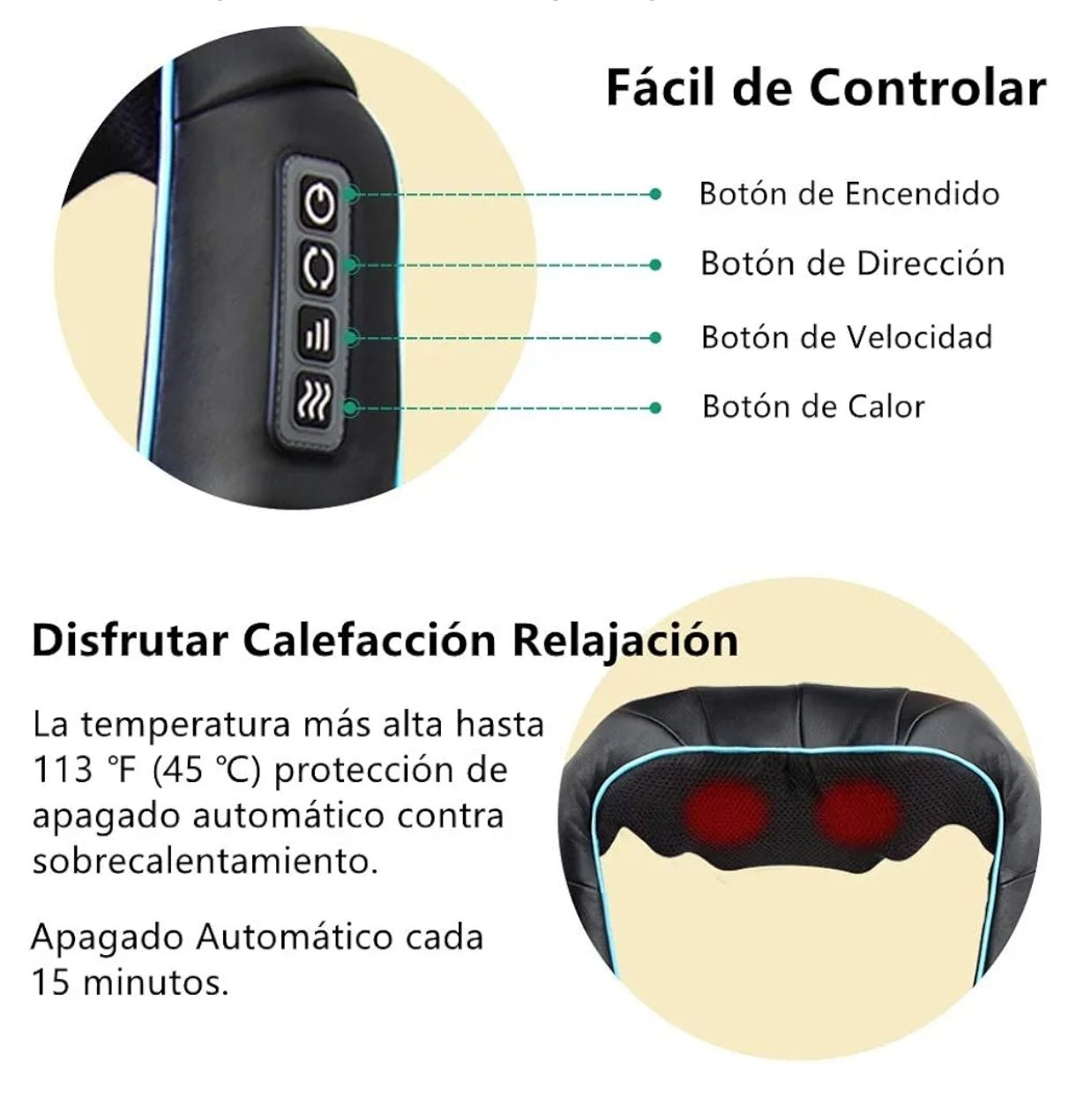 Shiatsu Masajeador de espalda y cuello con calor