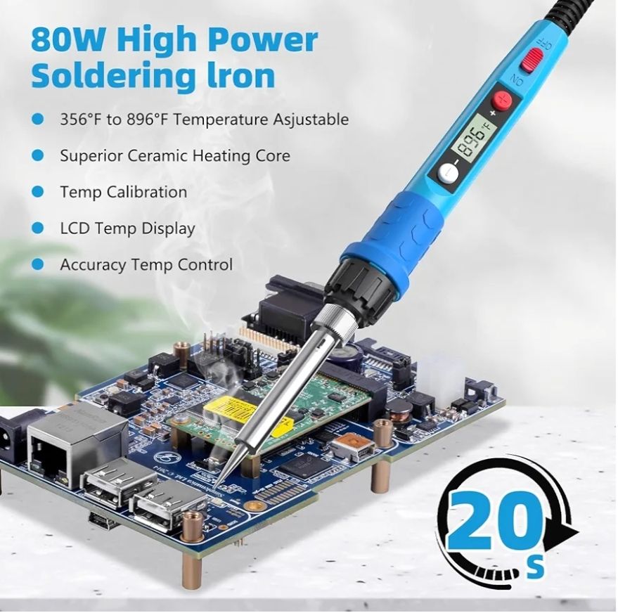 Q-MING Soldador de Hierro 80 W 110 V LCD Digital