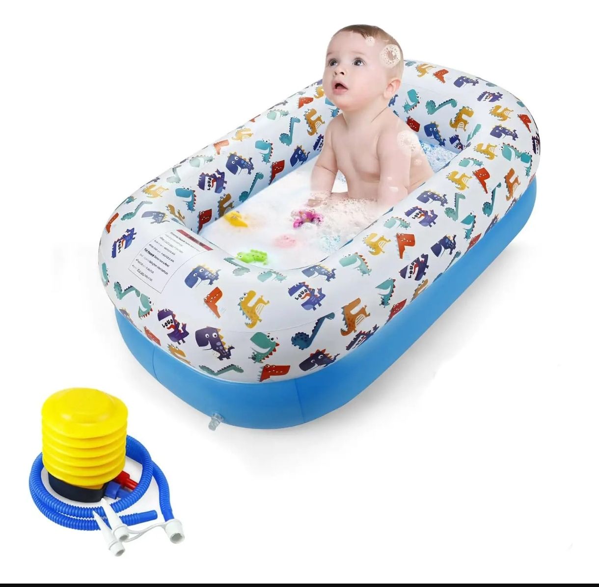 Bañera Inflable De Dinosaurio Portátil Para Bebé Azul