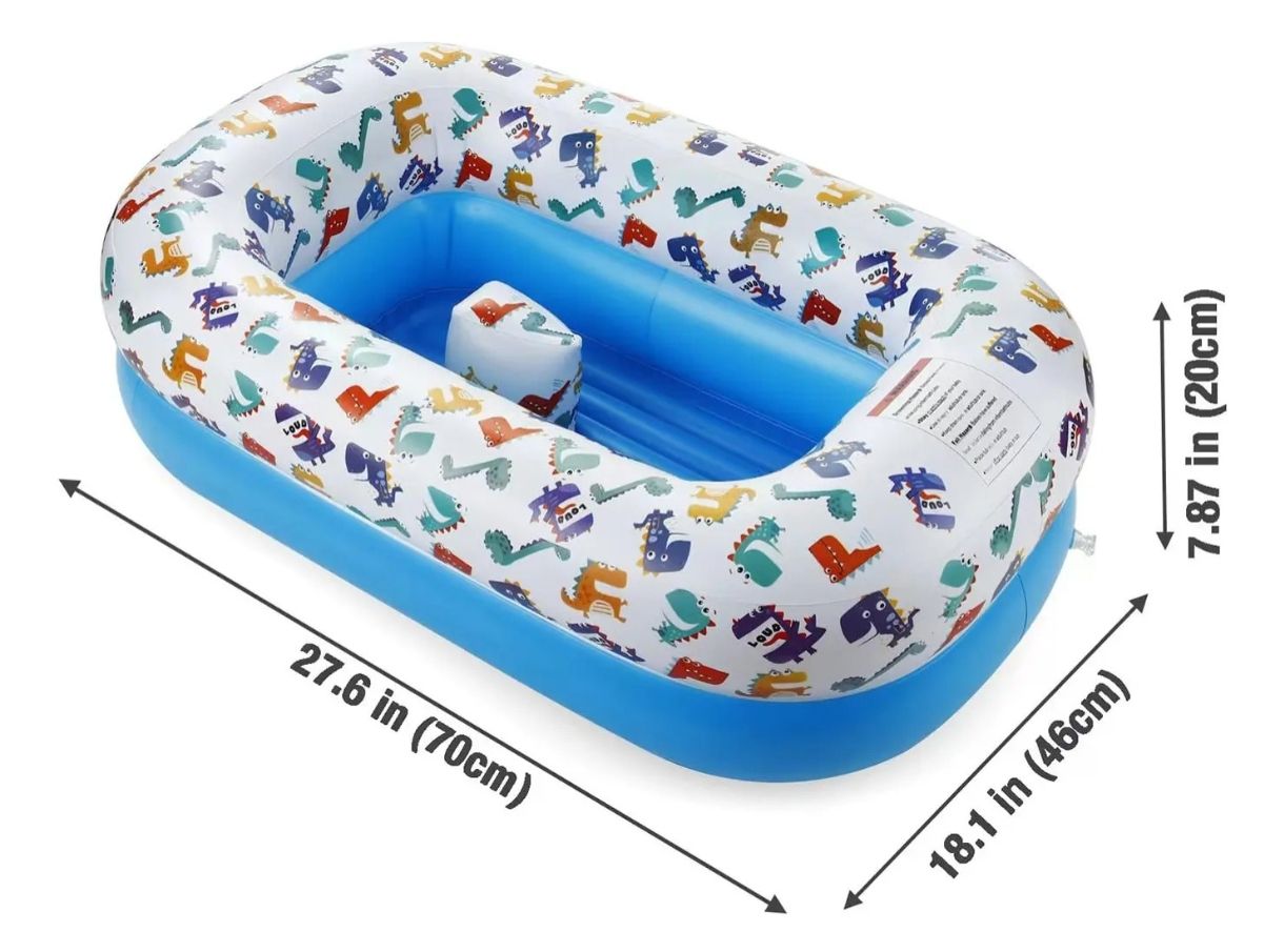 Bañera Inflable De Dinosaurio Portátil Para Bebé Azul