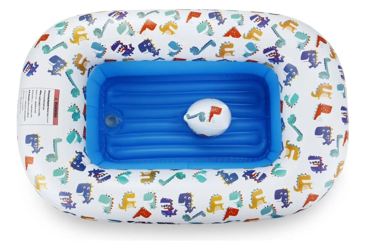 Bañera Inflable De Dinosaurio Portátil Para Bebé Azul