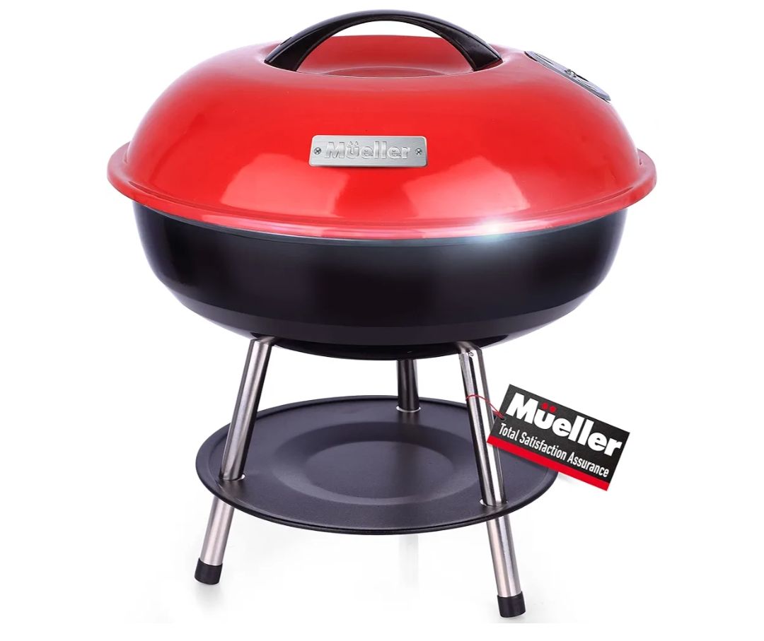 Asador al Carbón Circular Portátil Rojo