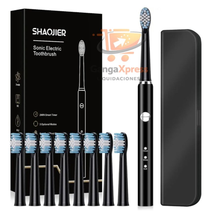 Cepillo Dental Eléctrico Sónico Shaojier con 8 Cabezales (blanco)