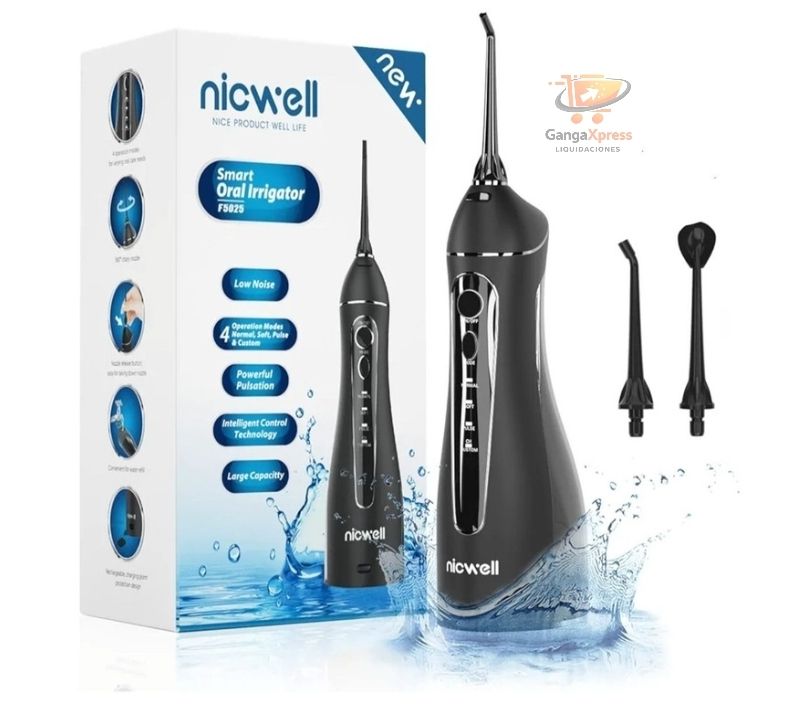 Nicwell - Irrigador dental inalámbrico con puntas para hilo dental