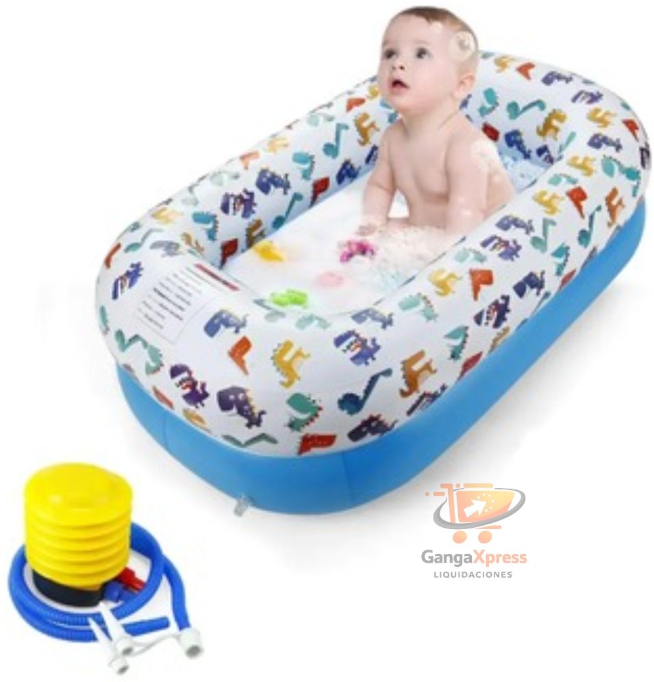 Bañera Inflable De Dinosaurio Portátil Para Bebé Azul