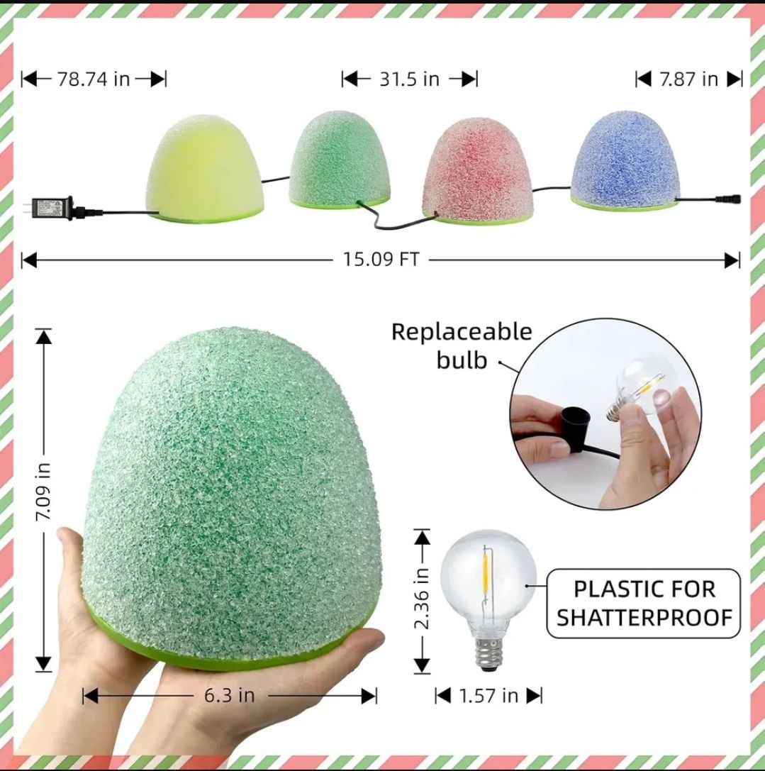 Luces iluminadas de gomita de navidad 