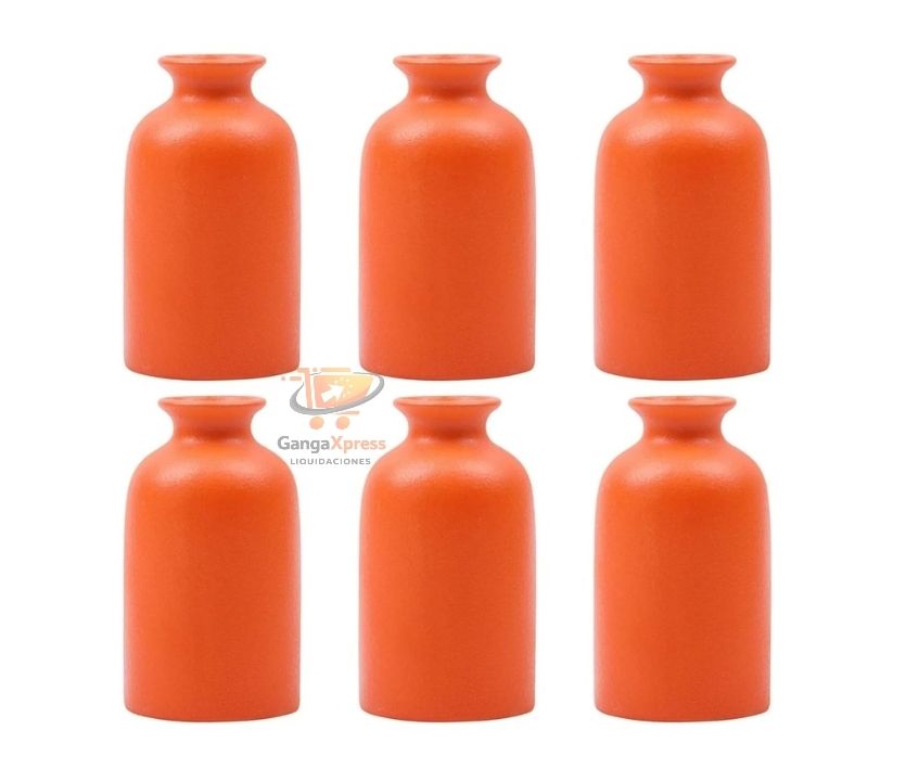 QIANLING 6 jarrones pequeños de cerámica naranja