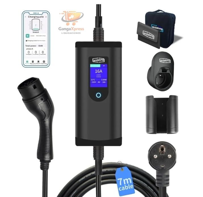 Cargador EV portátil de 3,5 kW, 1 Fase, 6-16 A