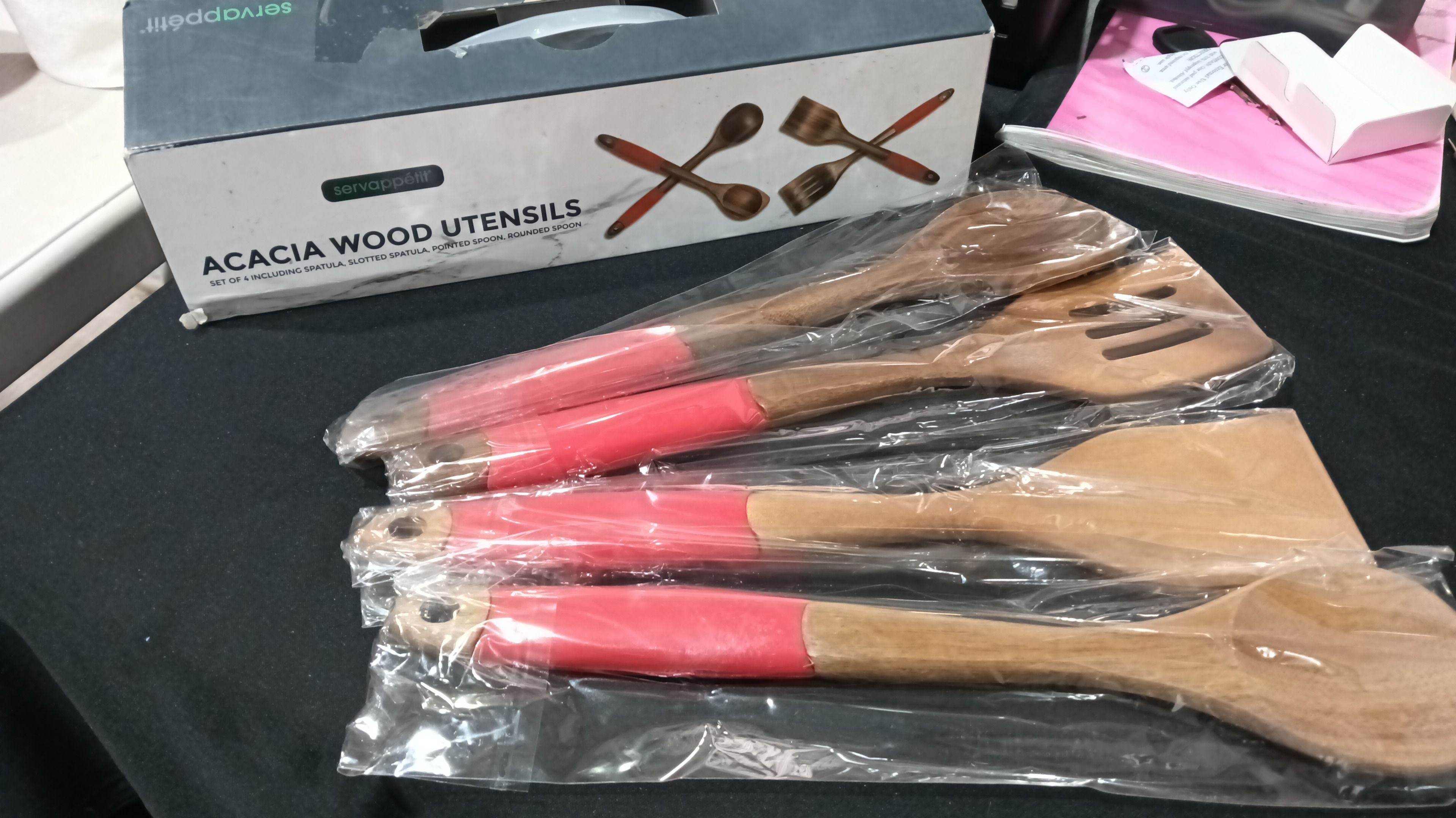 Set de 4 utensilios de madera de acacia
