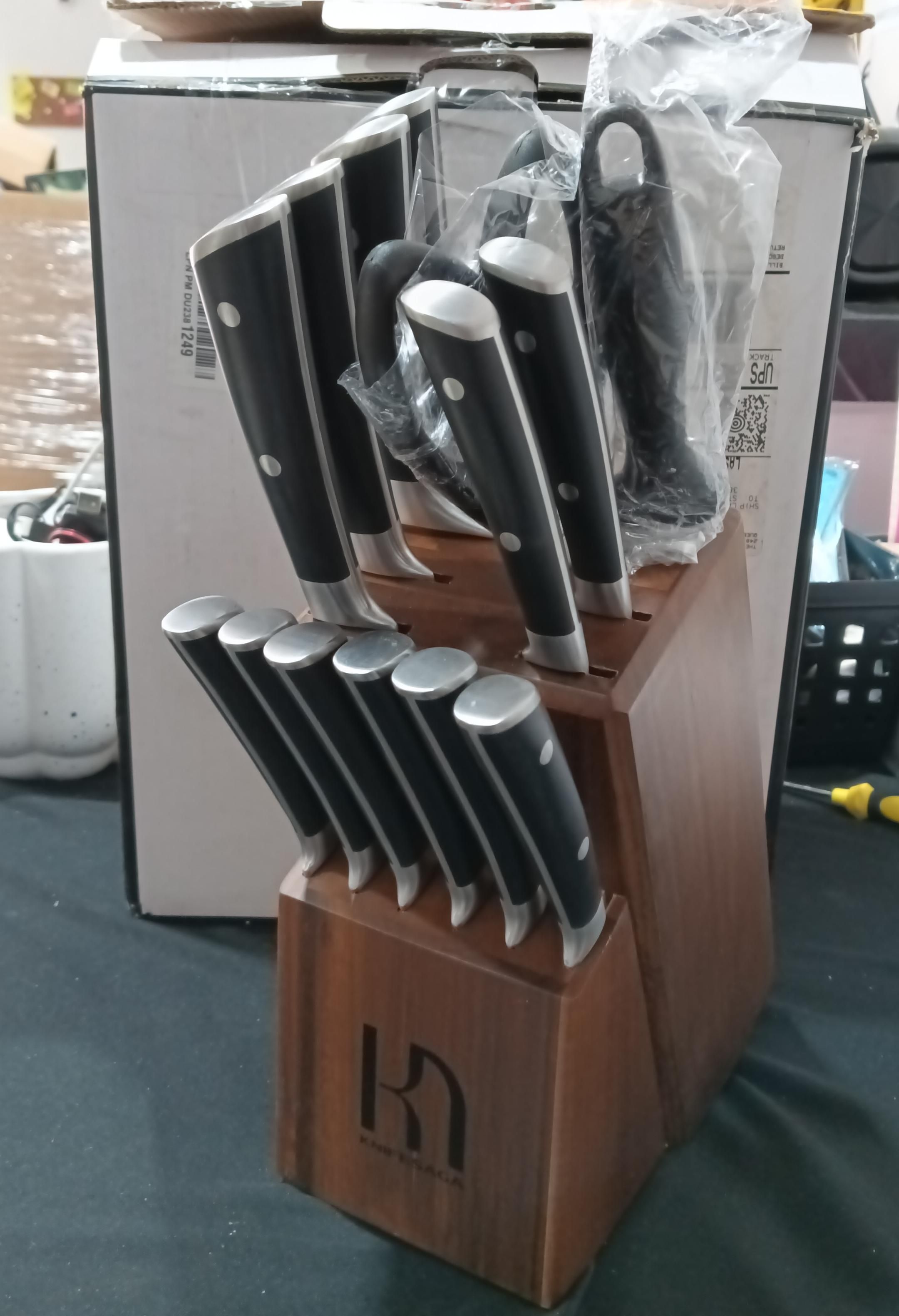 Juego de cuchillos KnifeSaga 2023 mejorado, 15 piezas