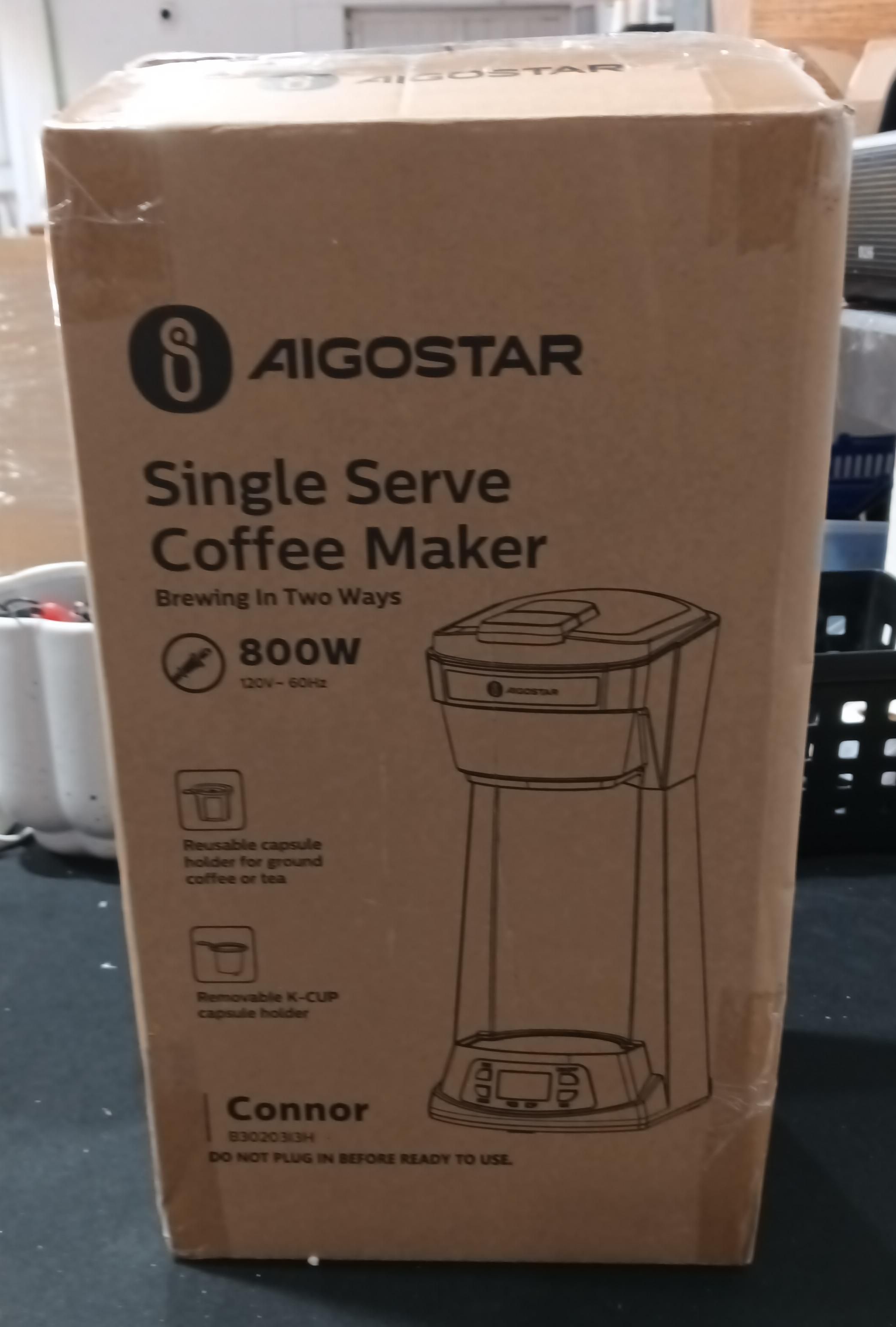 Aigostar Cafetera de una sola porción para taza K y café molido