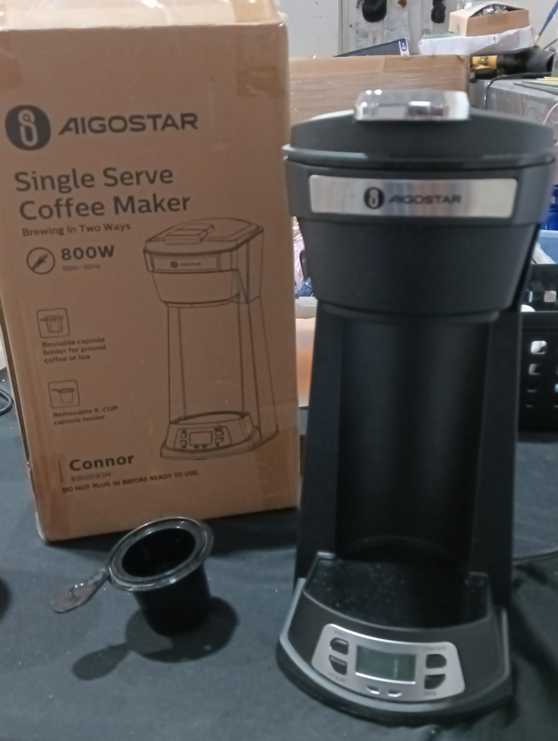 Aigostar Cafetera de una sola porción para taza K y café molido