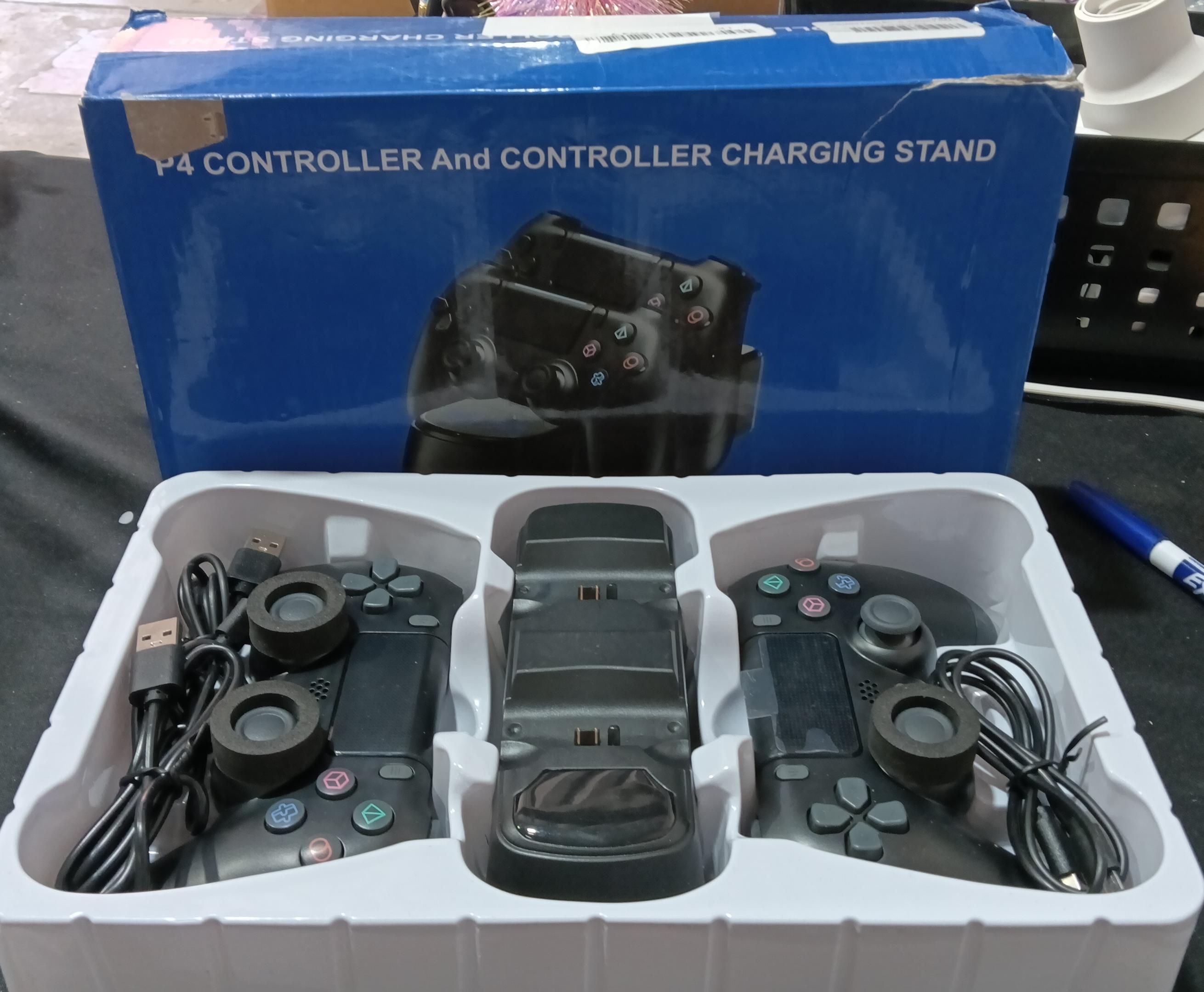 Paquete de 2 controles Fisherg con estación de carga para control de PS4