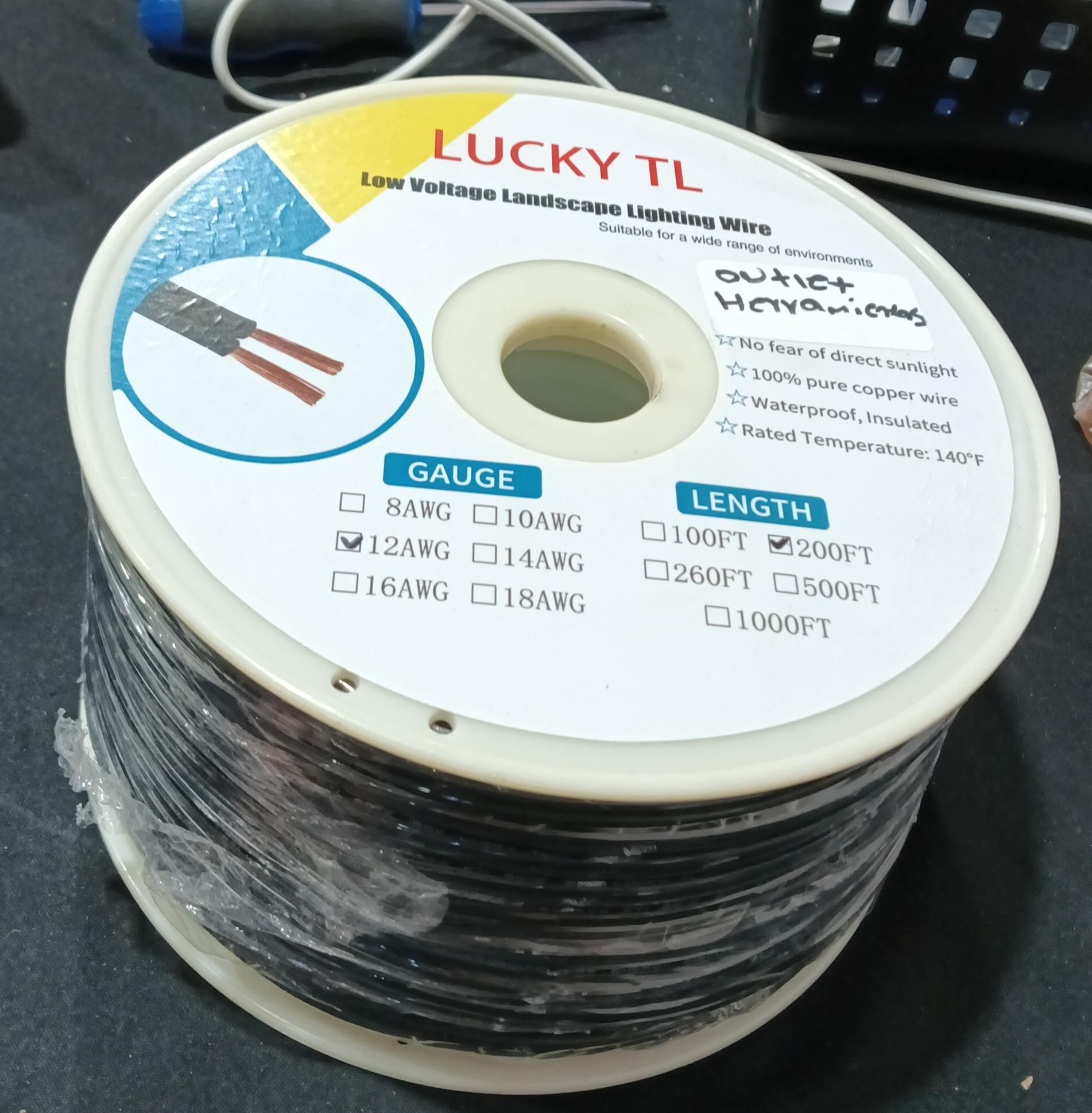 Nuevo Cable De Paisaje Bajo Voltaje 12/2 200 Pies Resistente Al Ag