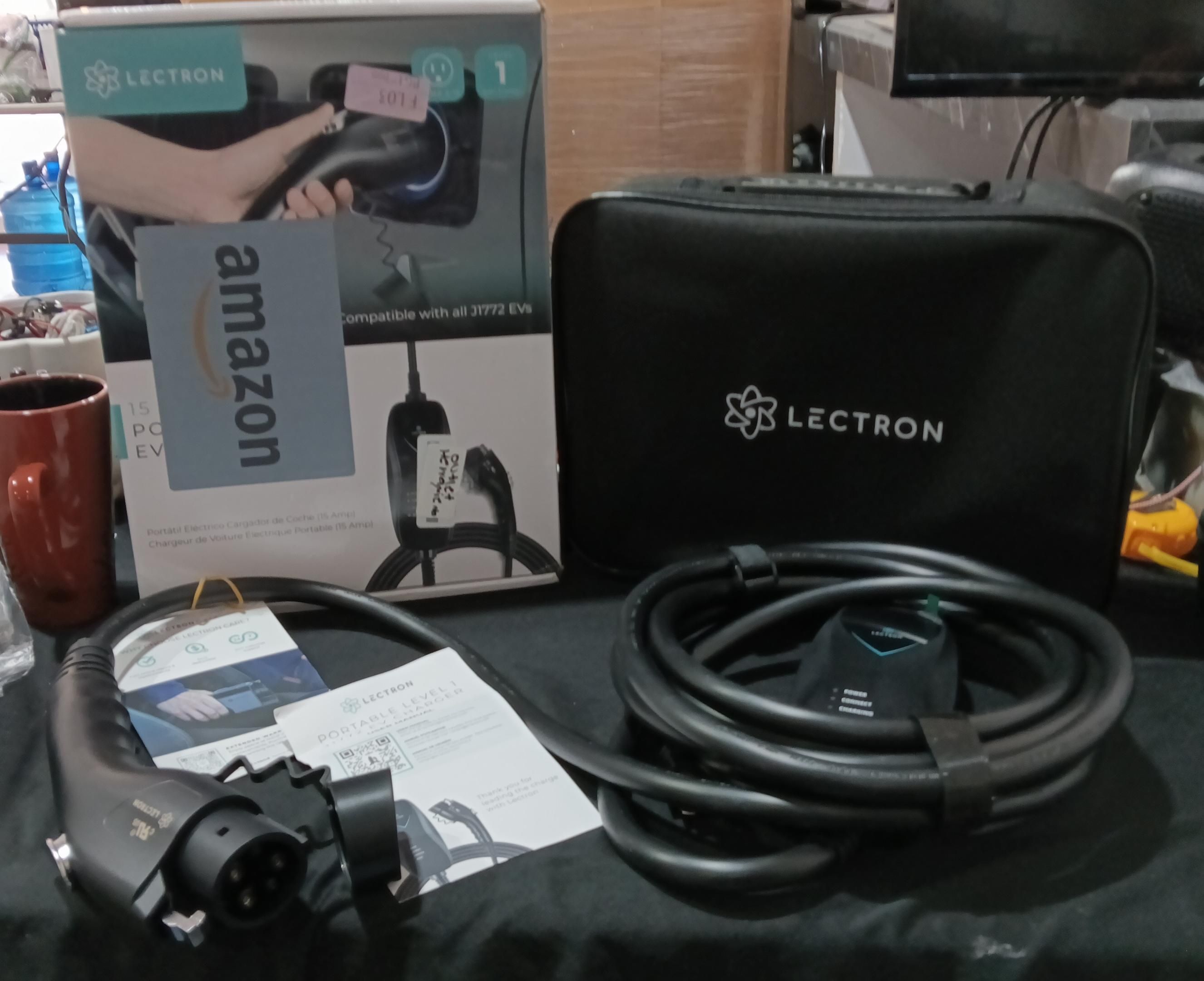 Cargador eléctrico Lectron de nivel 1 con certificación ETL, 110 V, 15 A, con cable de 5 m