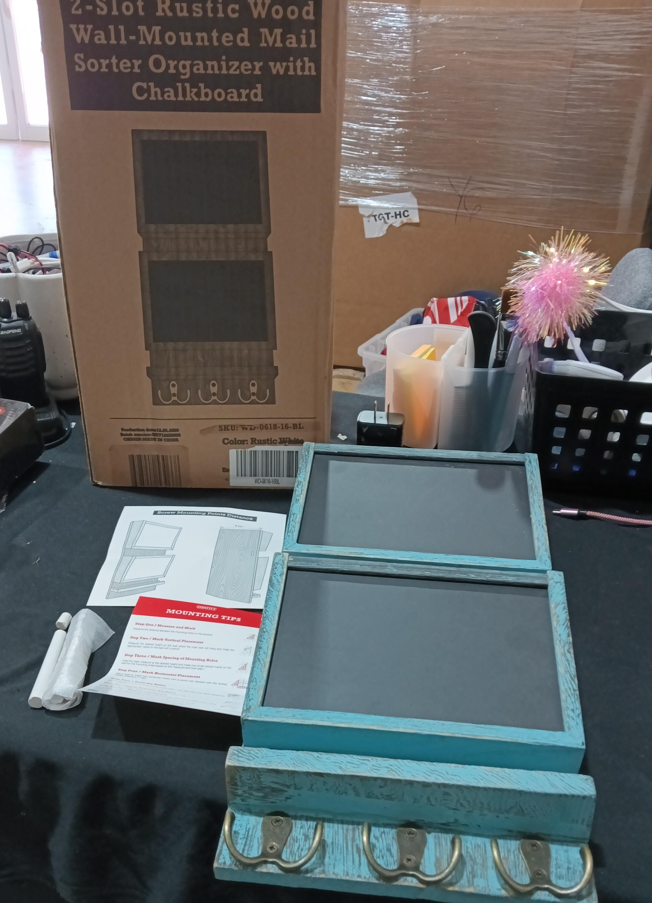 Organizador Rústico De Correo De 2 Ranuras Para Pared 