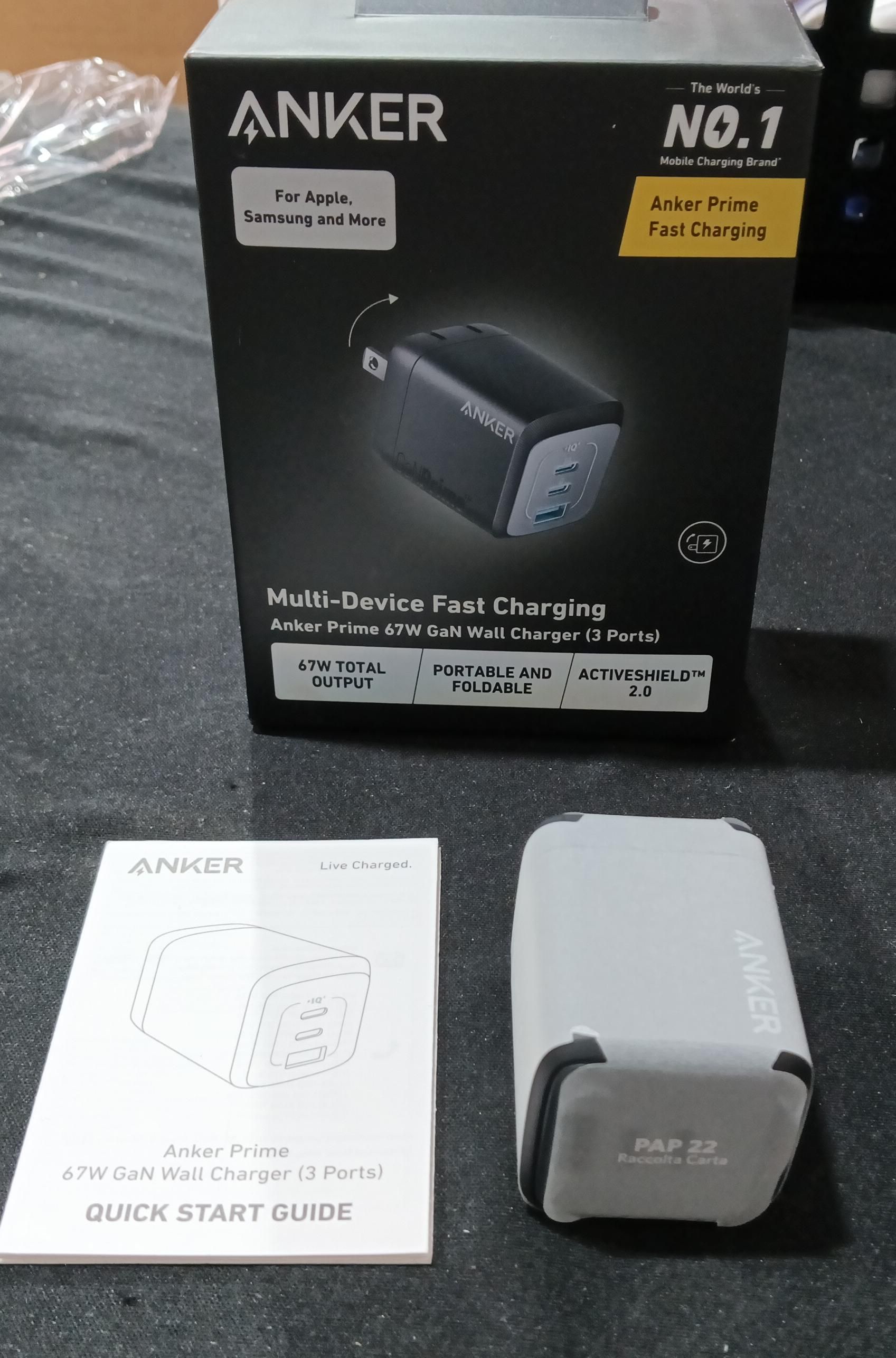 Cargador Anker 67W Pared 3 Puertos (2 USB-C / 1 USB-A) 