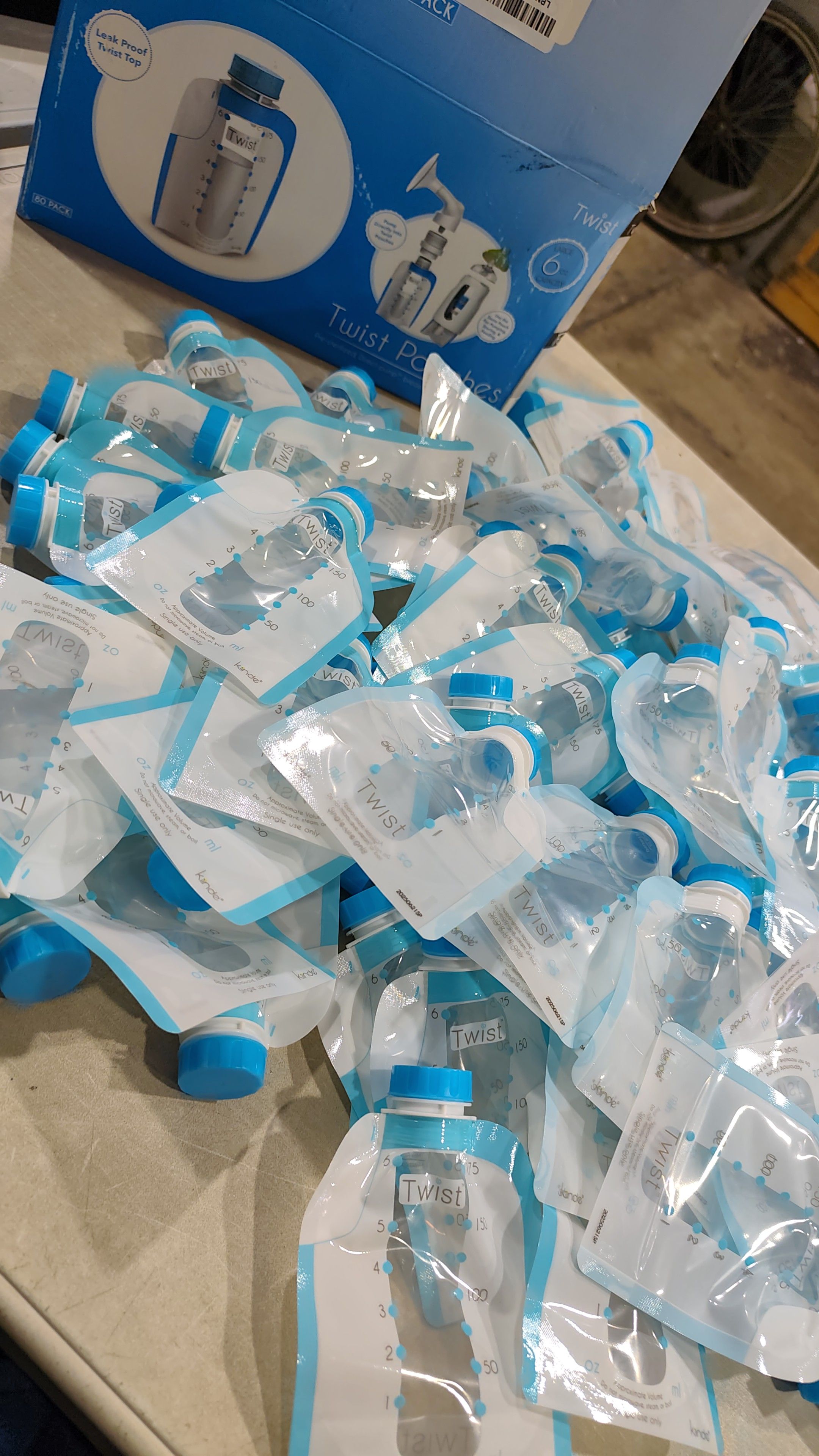 Kiinde Twist Bag Direct-Pump Direct-Feed Twist Cap 80pc Bolsas de Almacenamiento 