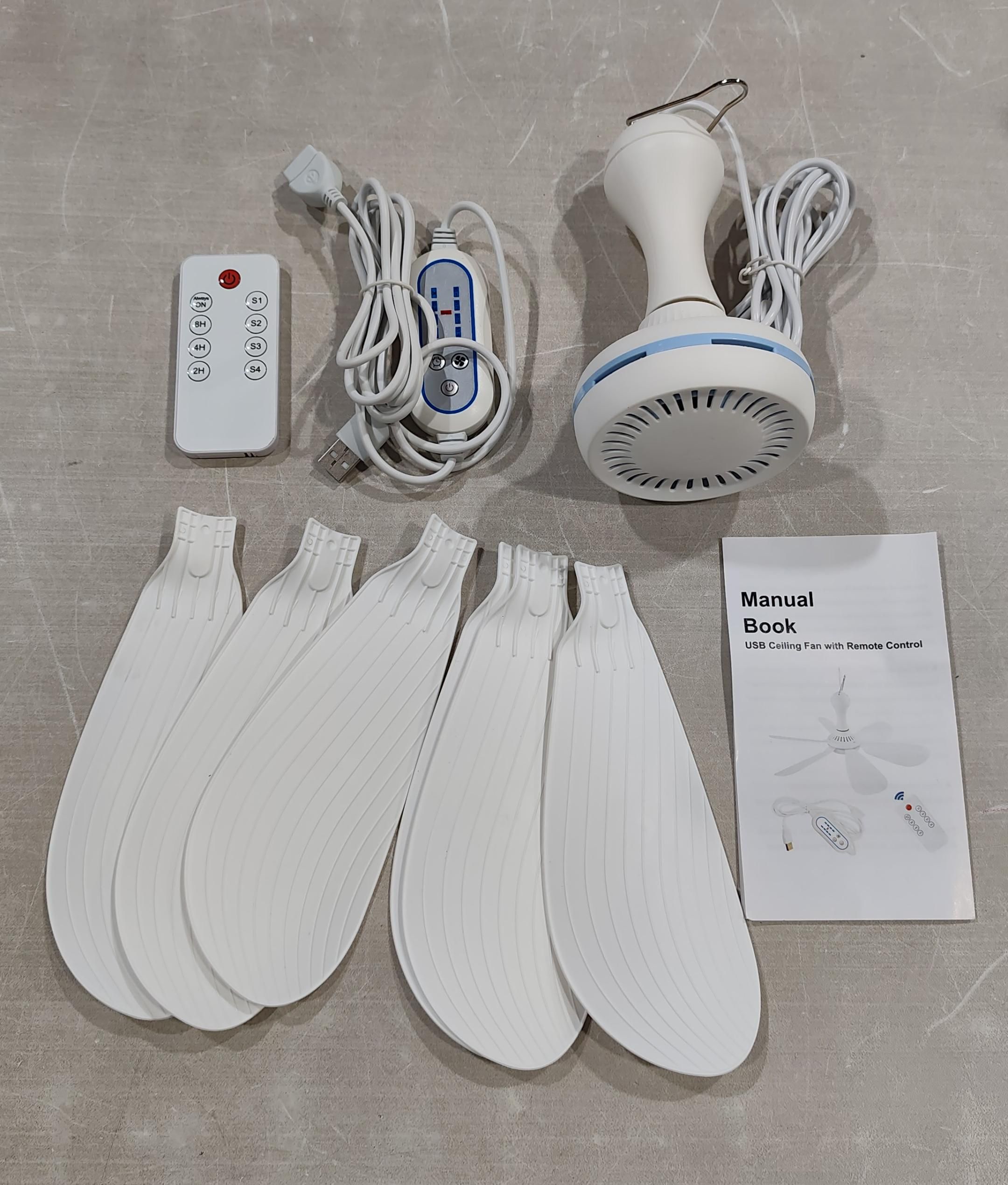 Ventilador de techo silencioso con USB y control remoto 