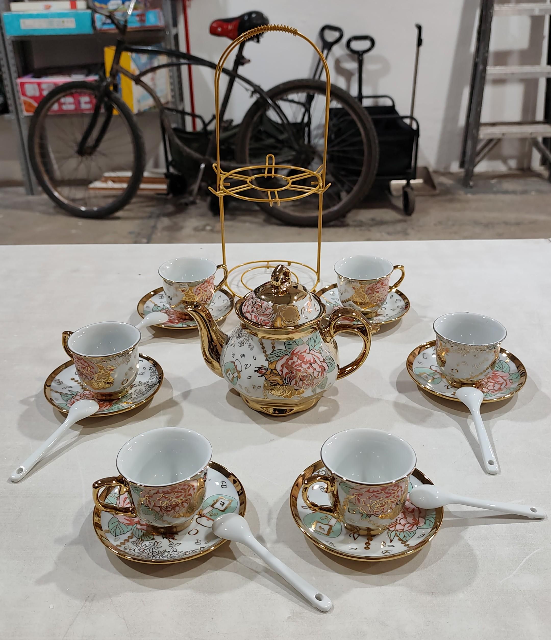 CHANJOON Juego de té de cerámica de rosa