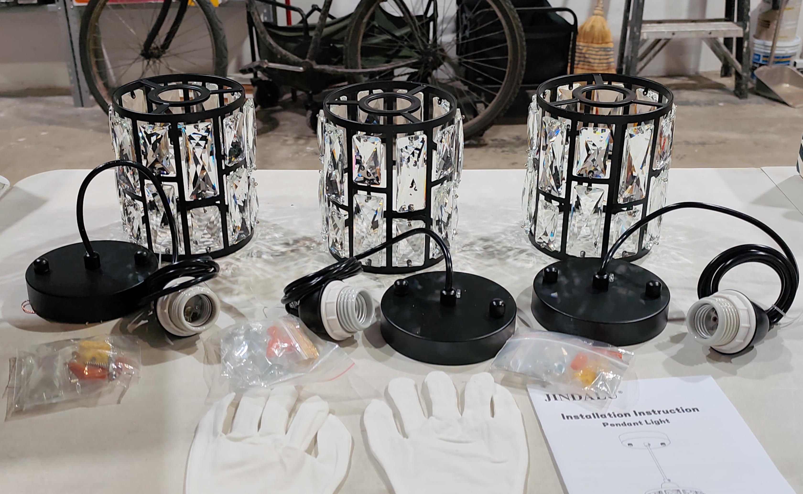 Jindalu Paquete De 3 Lámparas Colgantes De Cristal