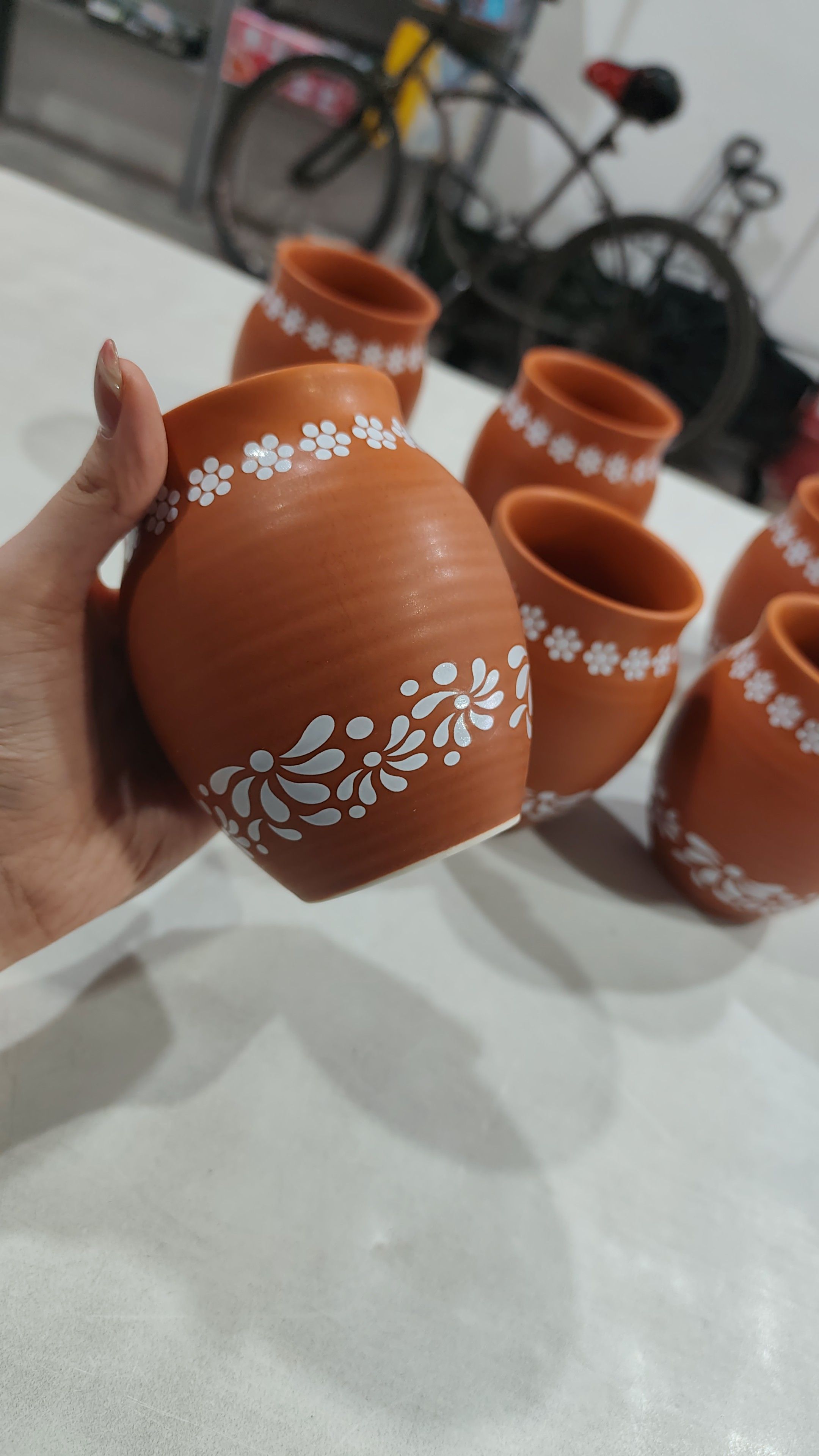 Jarrones pequeños de cerámica de estilo mexicano