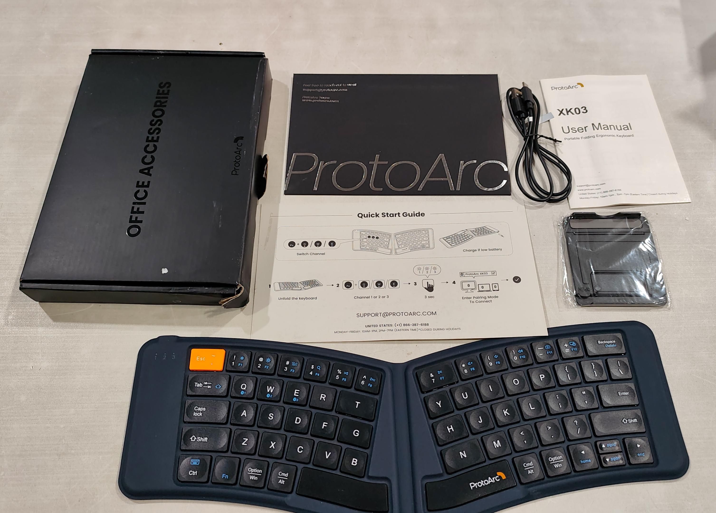 ProtoArc Teclado ergonómico plegable XK03 (AZUL MARINO) 