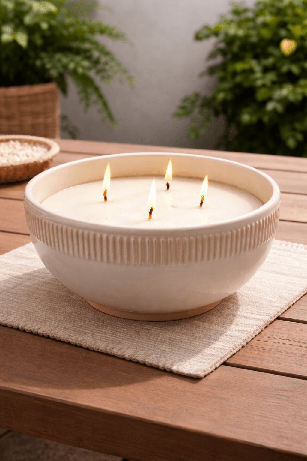 Vela aromática Citronella en recipiente de cerámica – 4 mechas
