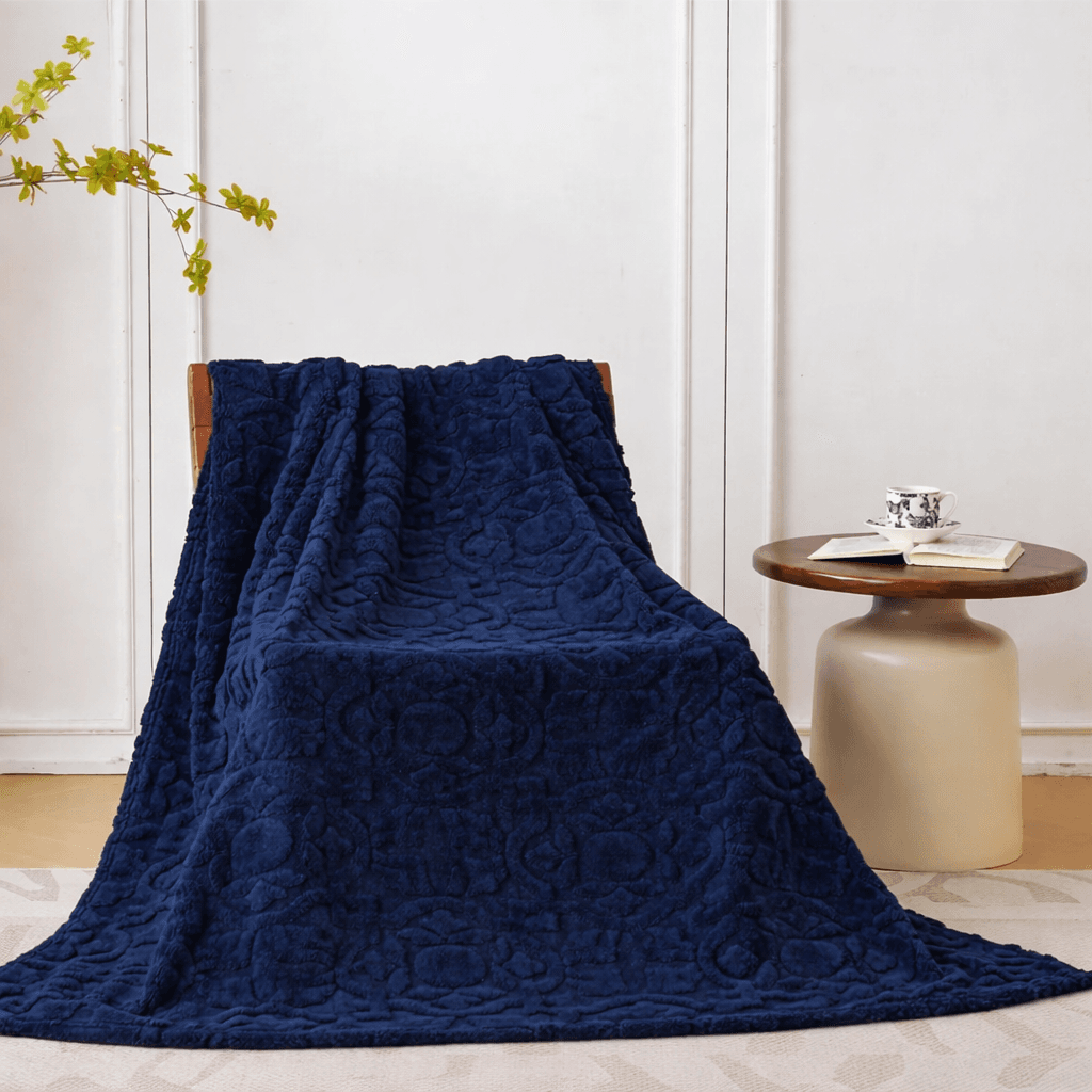 Manta de forro polar azul marino