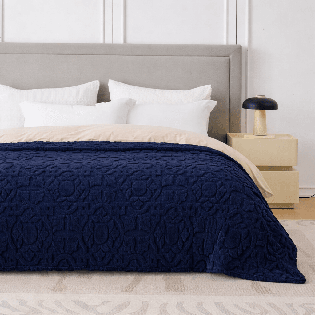 Manta de forro polar azul marino