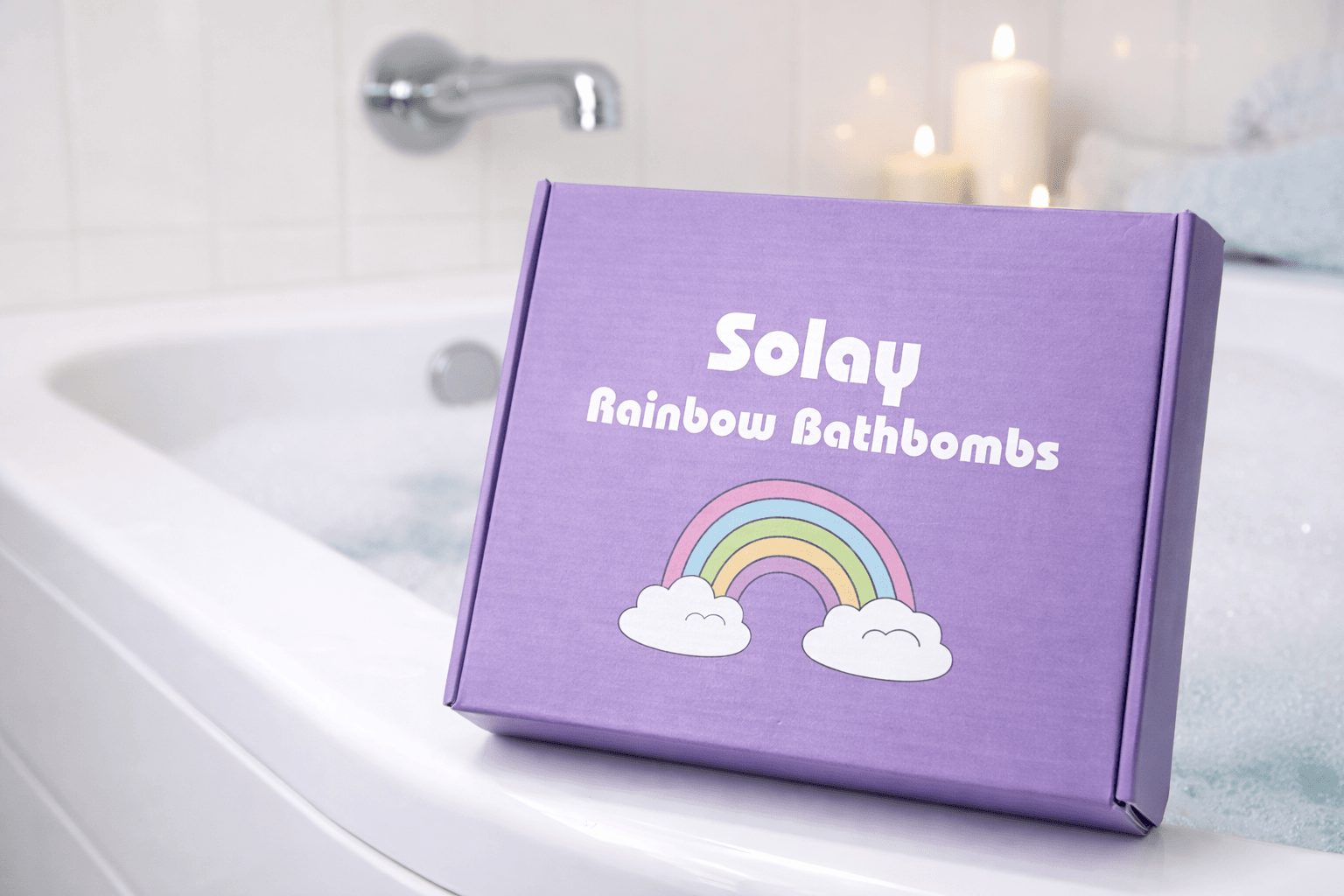Set Bombas de Baño Arcoíris 4 Piezas (Luna, Nube, Estrella y Arcoíris) Aromáticas Relajantes
